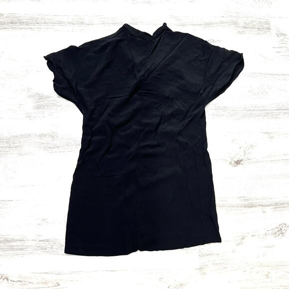 Zara Basic Black Tunic Top V-Neck Short Sleeve Relaxed Fit Size S - Picture 1 of 6